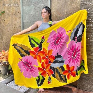New Design Rayon Sarong Hand Painted Flower Design High Quality